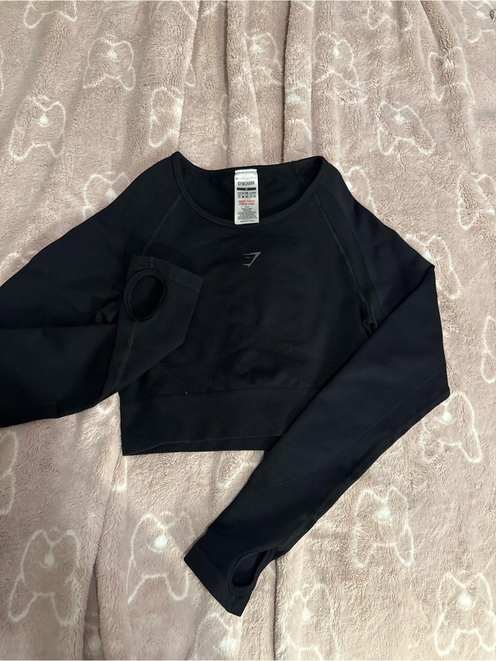 Gymshark Black Long-Sleeve Cropped Workout Top